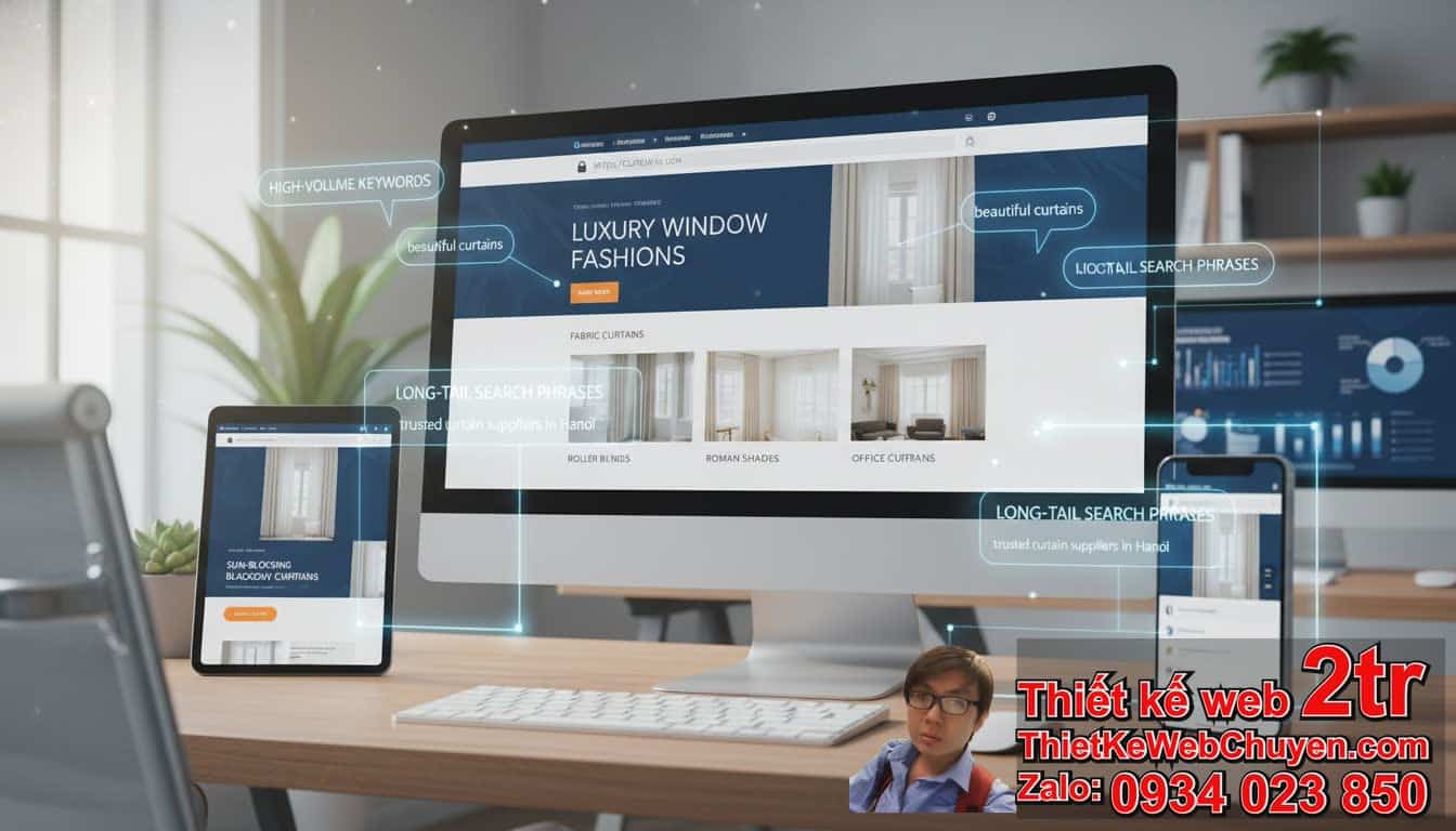 I. Chuẩn bị để đưa trang web bán rèm cửa lên Google: Website và Nghiên cứu từ
khóa