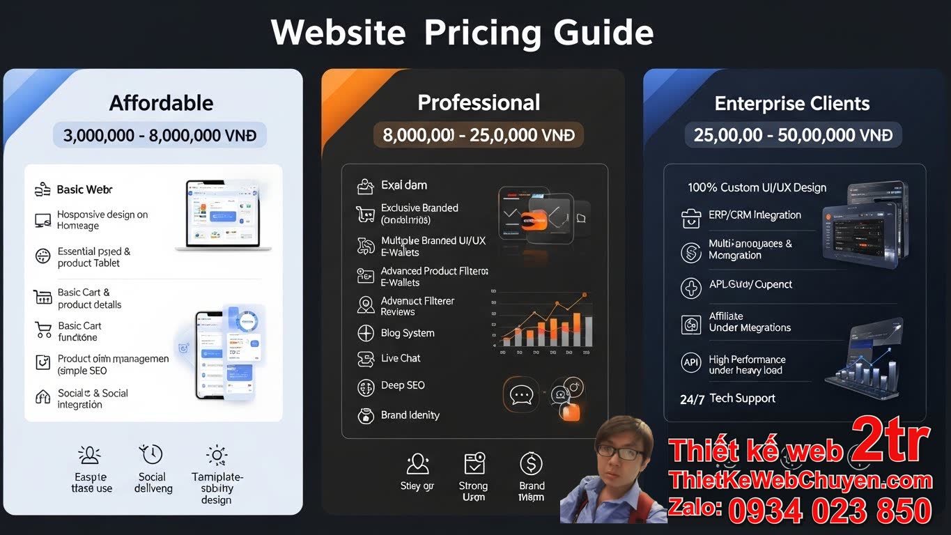 I. Thiết kế website bán Đồ chơi xe hơi xe máy bao nhiêu tiền? Bảng giá chi tiết
các gói dịch vụ cơ bản và nâng cao
