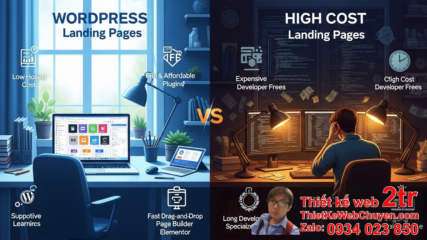 Làm Landing Page Bằng WordPress Hay Code Tay Rẻ Hơn Về Chi Phí Ban Đầu?