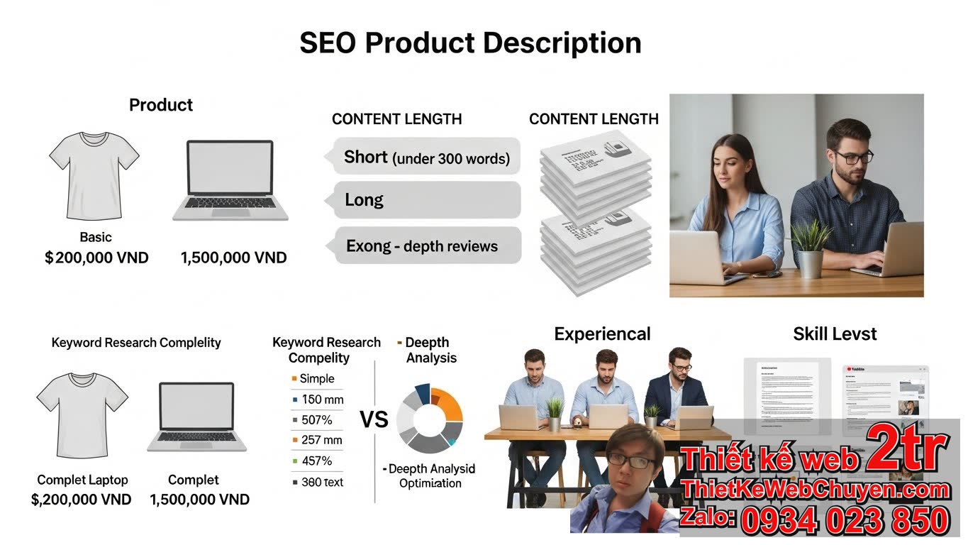 Làm mô tả sản phẩm chuẩn SEO bao nhiêu tiền: Các yếu tố ảnh hưởng