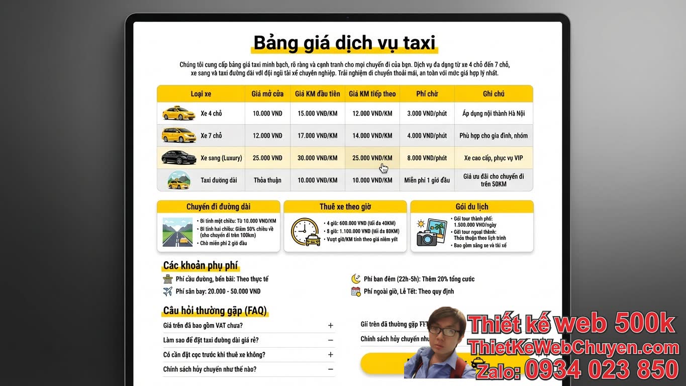 Làm thế nào để tạo một mẫu trang báo giá dịch vụ taxi hiệu quả? Làm thế nào để tạo một mẫu trang báo giá dịch vụ taxi hiệu quả?