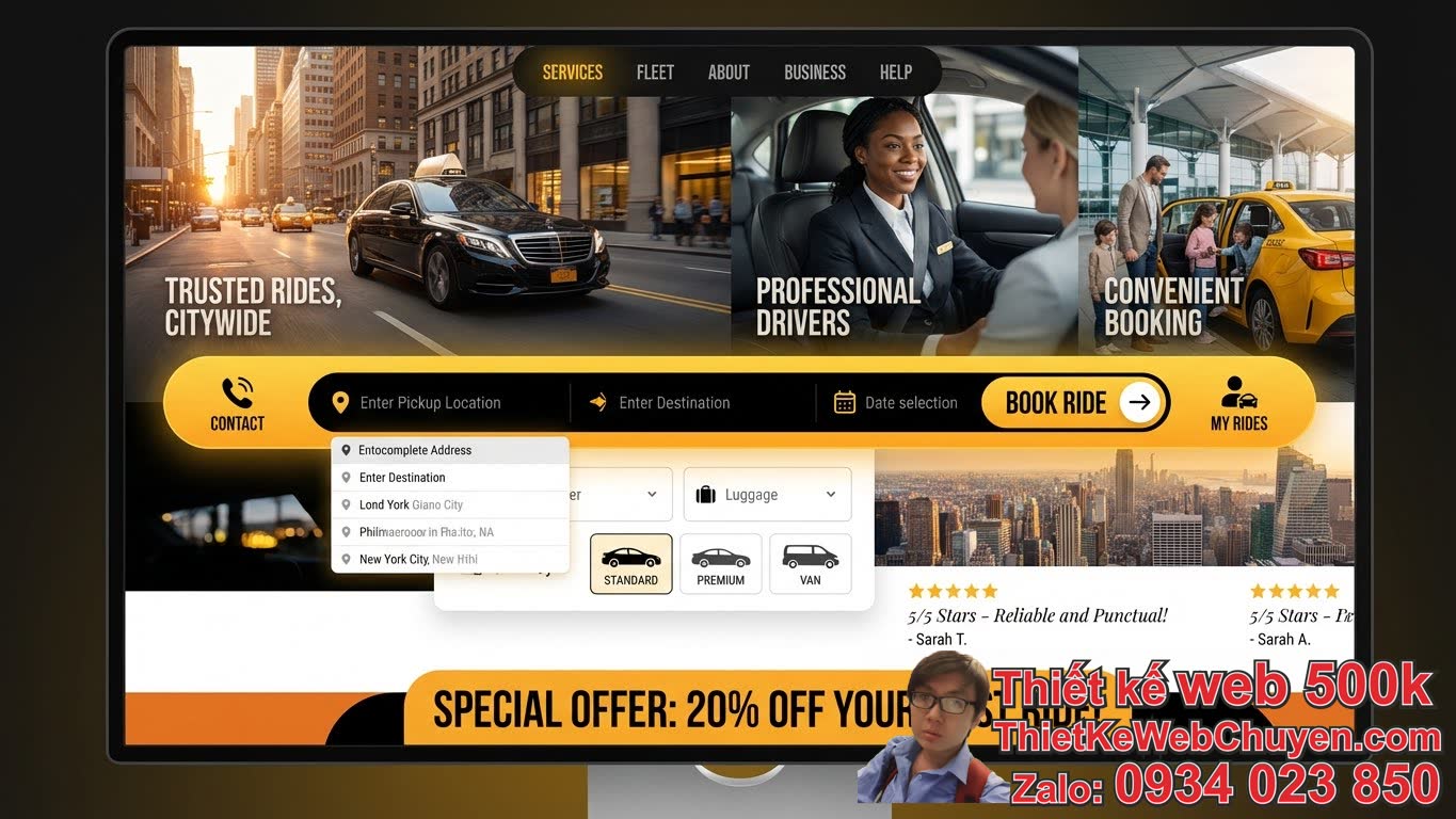Làm Thế Nào Để Tạo Ra Một Mẫu Website Dịch Vụ Taxi Đẹp Thu Hút Khách Hàng? Làm Thế Nào Để Tạo Ra Một Mẫu Website Dịch Vụ Taxi Đẹp Thu Hút Khách Hàng?