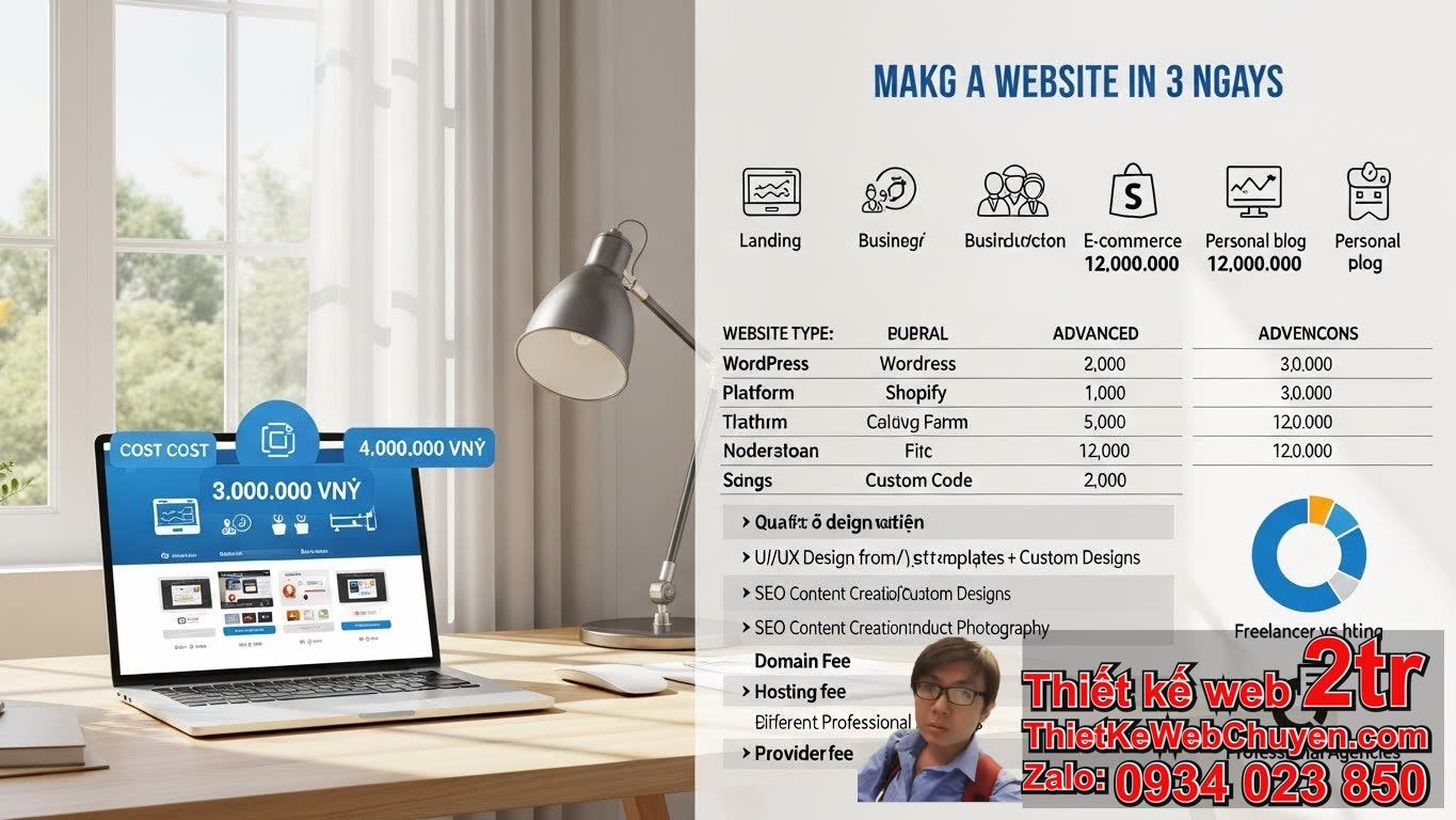 Làm website 3 ngày bao nhiêu tiền? Khảo sát chi phí chi tiết
