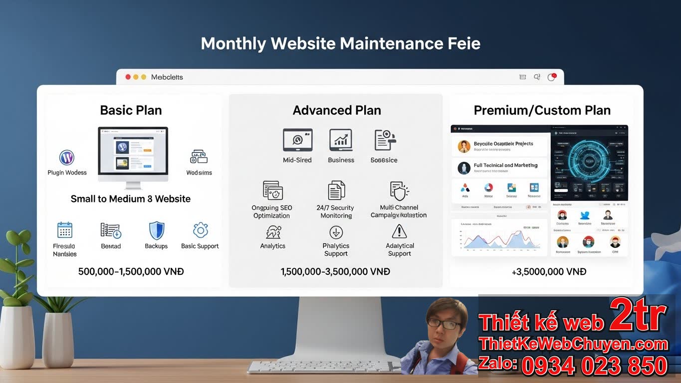 Phí chăm sóc website hàng tháng bao nhiêu: Bảng giá chi tiết theo từng gói dịch
vụ