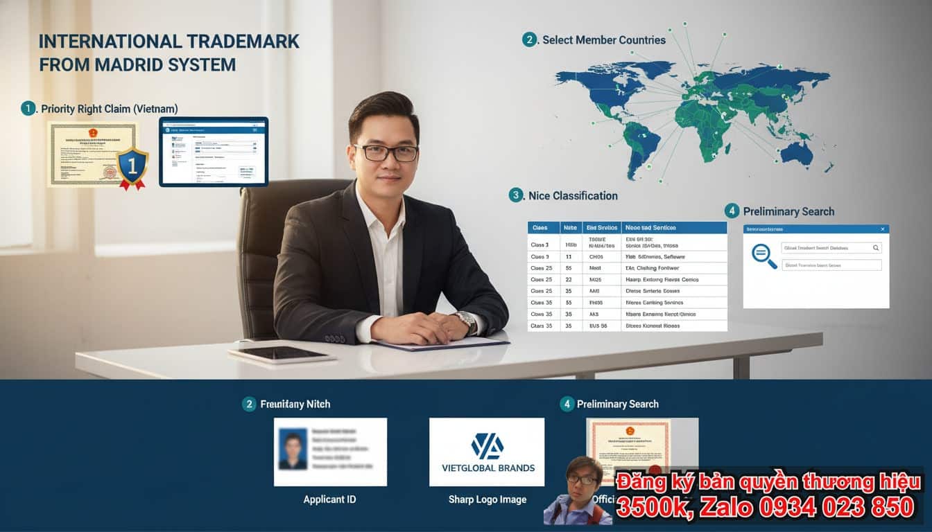 Quy trình nộp đơn nhãn hiệu quốc tế từ Việt Nam theo hệ thống Madrid diễn ra như
thế nào?