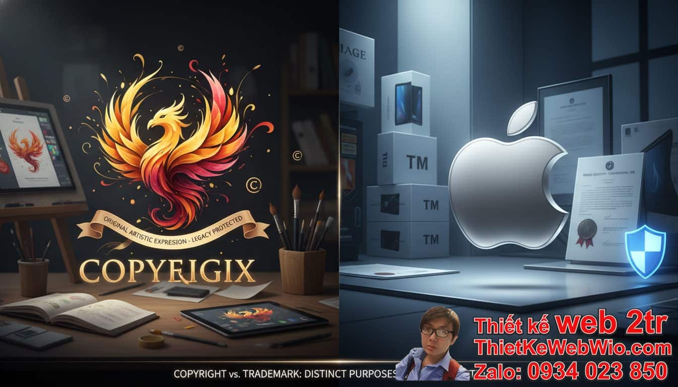 Sự khác nhau giữa bản quyền tác giả logo và nhãn hiệu là gì?