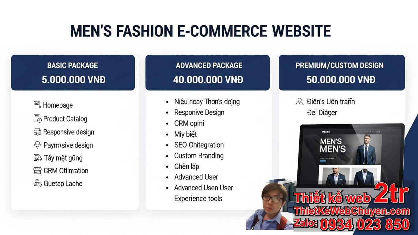 Thiết kế web bán đồ nam bao nhiêu tiền? Chi phí trung bình và các gói dịch vụ
phổ biến