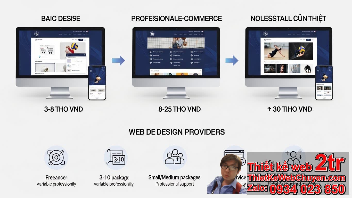 thiết kế web bán phụ kiện bóng chuyền bao nhiêu tiền và các yếu tố ảnh hưởng?