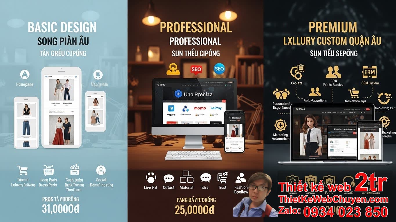 Thiết kế web bán quần dài quần âu bao nhiêu tiền? Bảng giá chi tiết