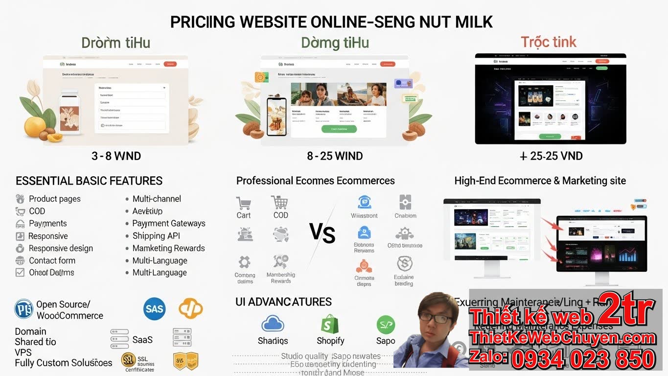 Thiết kế web bán sữa hạt bao nhiêu tiền: Các yếu tố ảnh hưởng