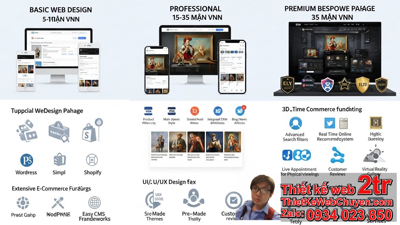 thiết kế web bán tranh bao nhiêu tiền? Các Yếu Tố Ảnh Hưởng Đến Chi Phí
