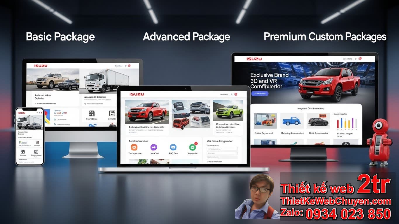 Thiết kế web bán xe oto Isuzu bao nhiêu tiền? Tổng quan về các gói chi phí