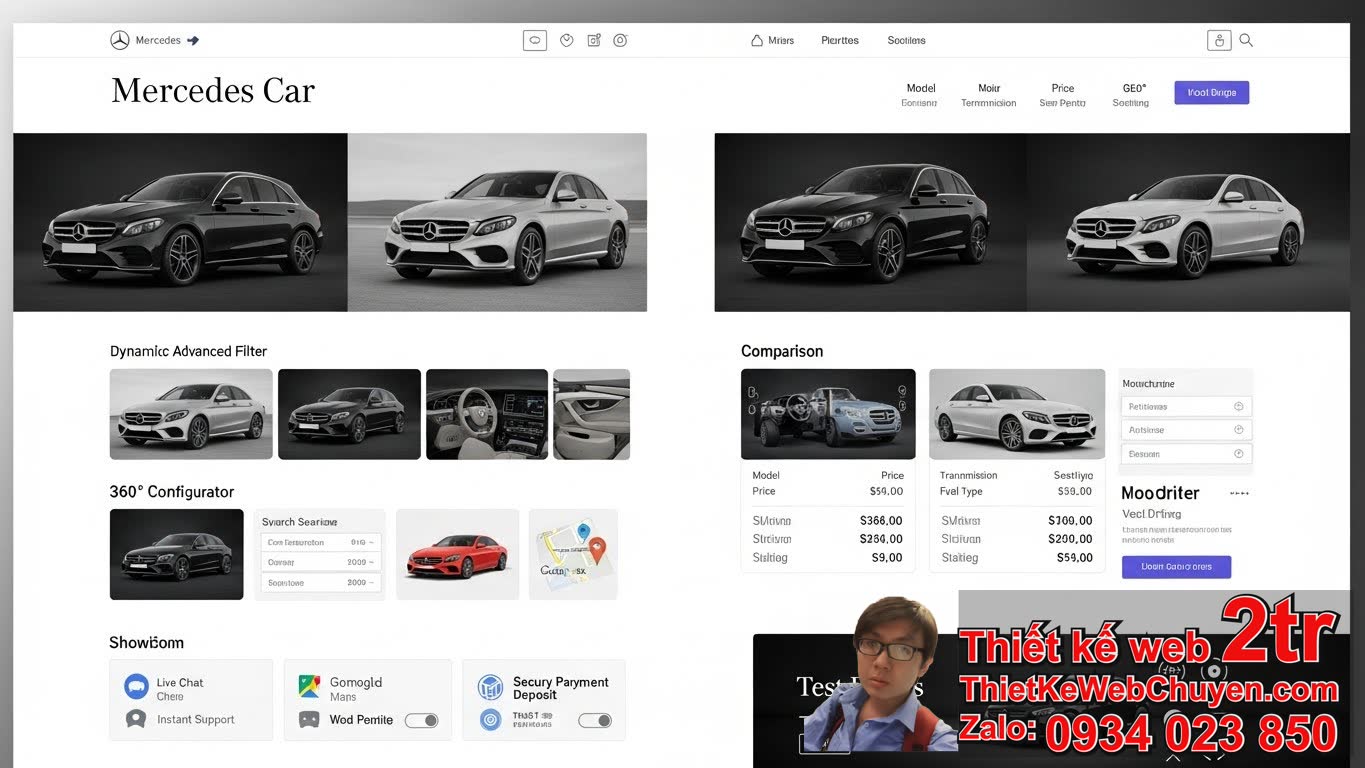 Thiết kế web bán xe oto Mercedes bao nhiêu tiền? Yếu tố ảnh hưởng đến chi phí