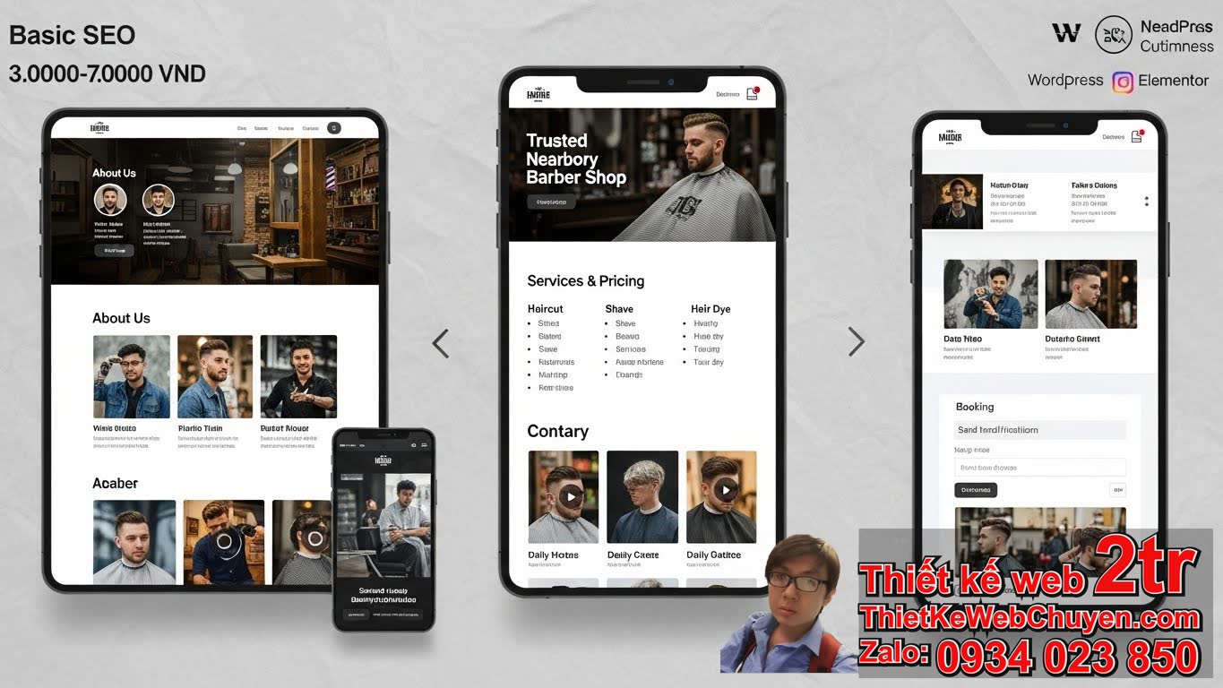 Thiết kế web cắt tóc barber shop bao nhiêu tiền với các gói cơ bản?