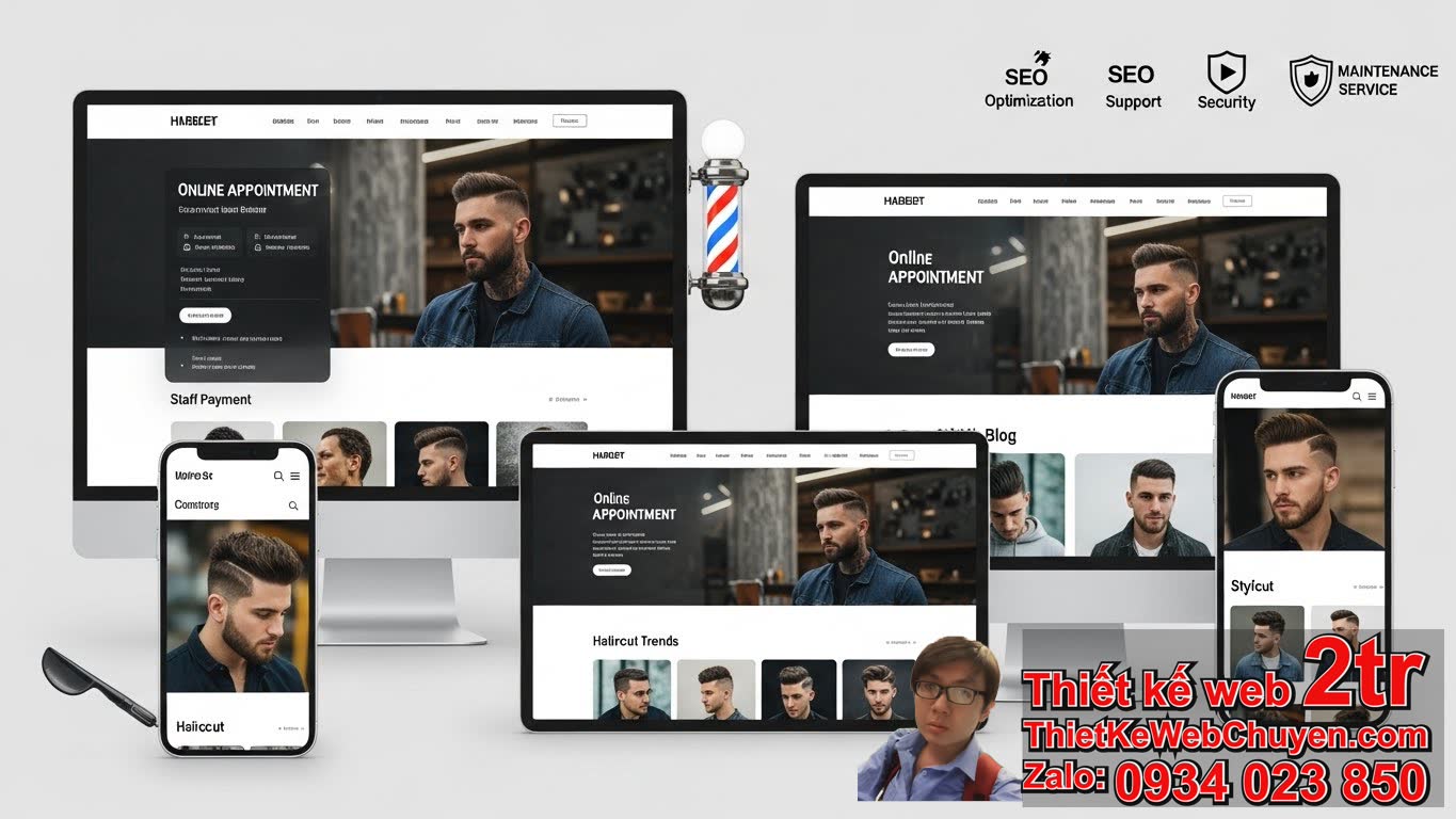Thiết kế web cắt tóc barbershop bao nhiêu tiền và các yếu tố ảnh hưởng?
