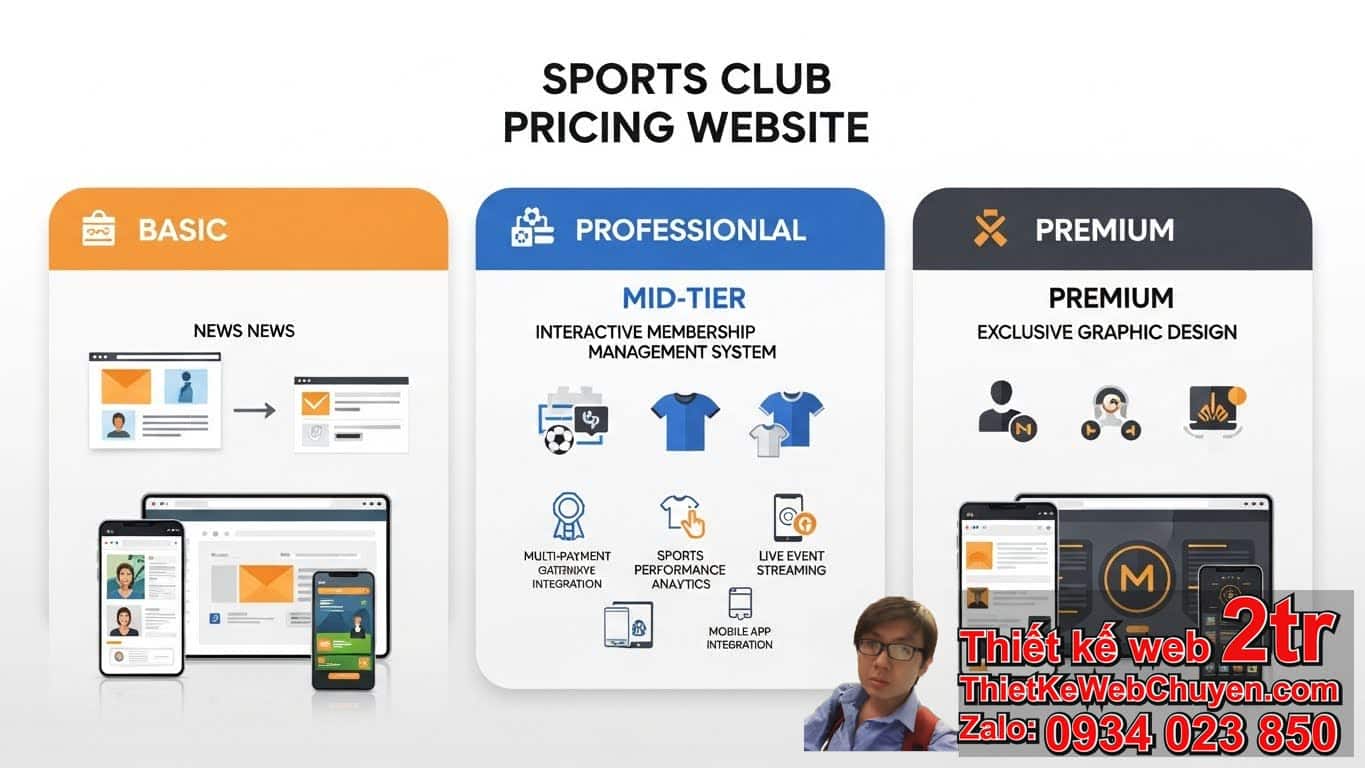 Thiết kế web câu lạc bộ thể thao bao nhiêu tiền? Tổng quan về chi phí