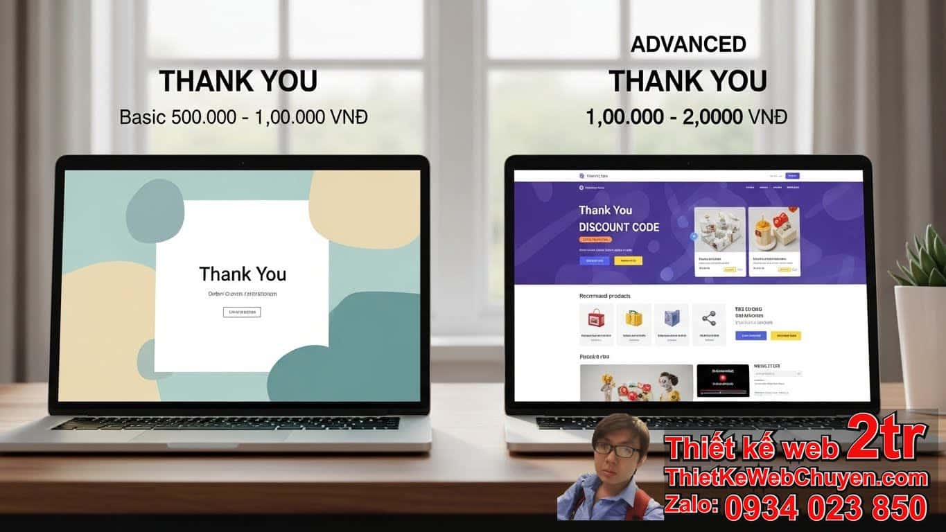 Thiết kế web có Thank You Page bao nhiêu tiền khi tích hợp vào website hiện có?