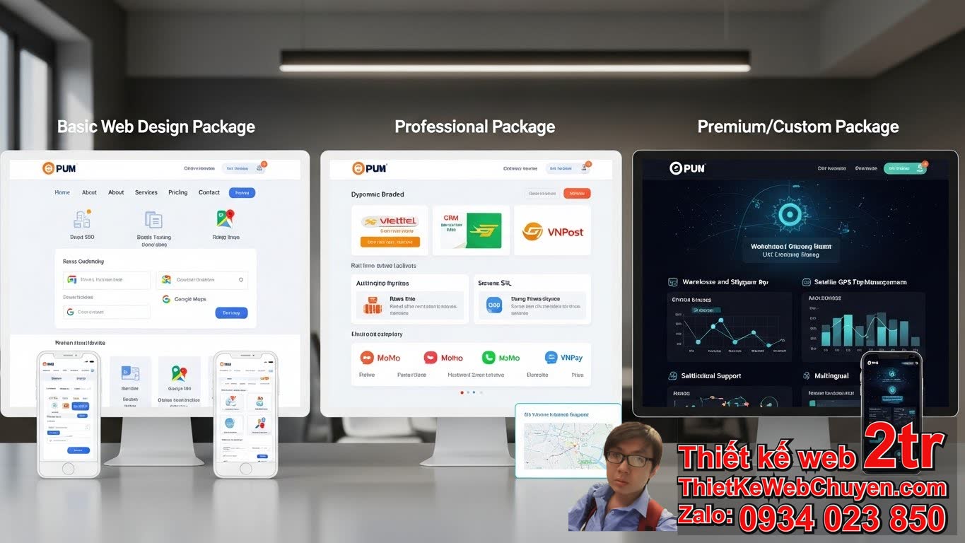 Thiết kế web công ty chuyển phát nhanh bao nhiêu tiền với các gói cơ bản đến
nâng cao?