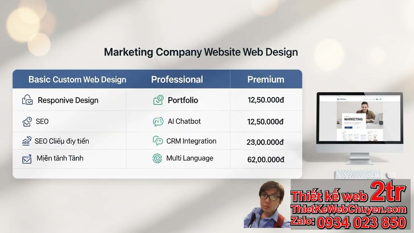 Thiết kế web công ty marketing bao nhiêu tiền? Bảng giá chi tiết