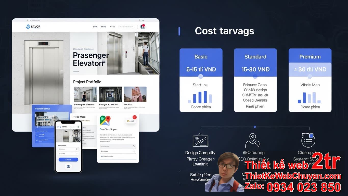 Thiết kế web công ty thang máy bao nhiêu tiền? Bảng giá chi tiết và các yếu tố
ảnh hưởng
