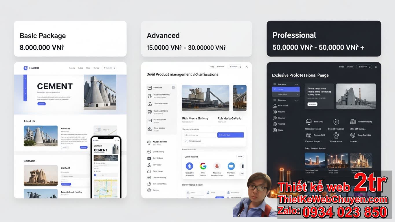 Thiết kế web công ty xi măng bao nhiêu tiền: Các gói dịch vụ phổ biến và mức giá
ước tính?