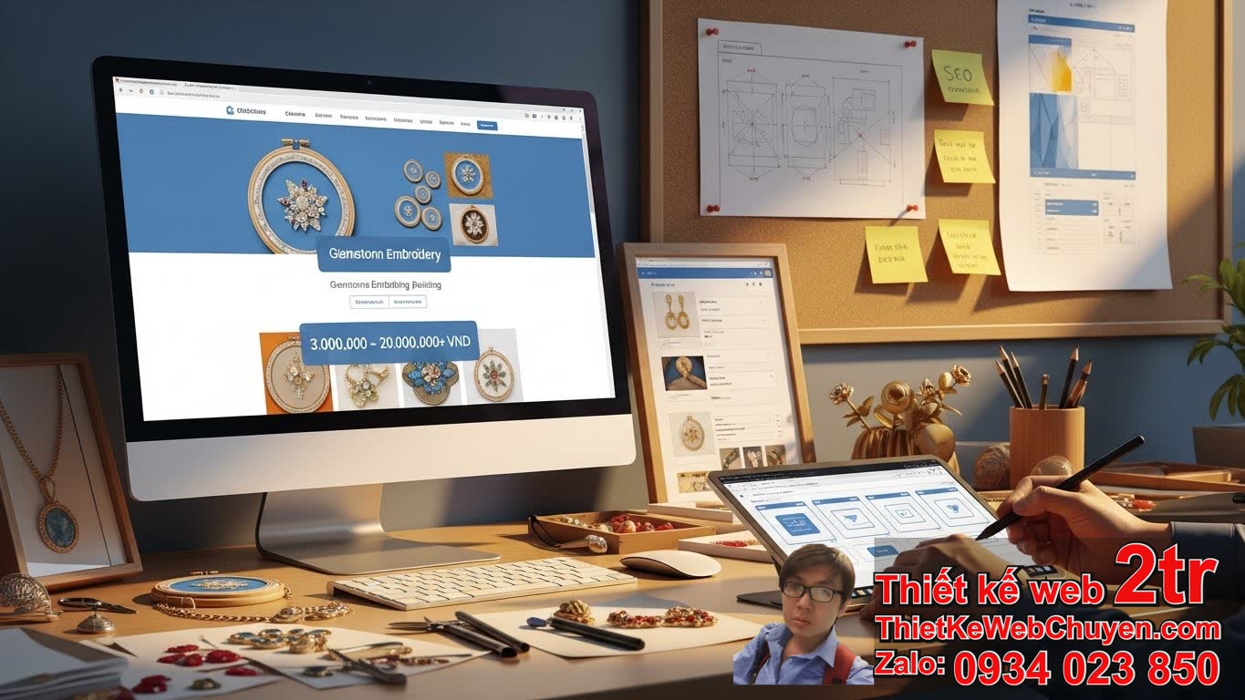 Thiết kế web Cửa hàng bán tranh thêu đá quý bao nhiêu tiền: Tổng quan chi phí