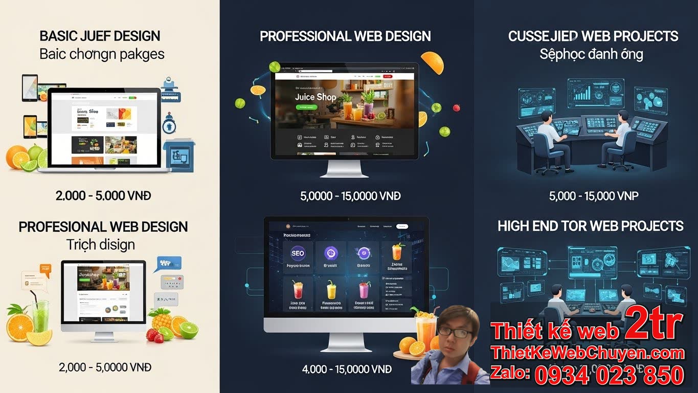 Thiết kế web cửa hàng nước ép sinh tố bao nhiêu tiền? Tổng Quan Chi Phí