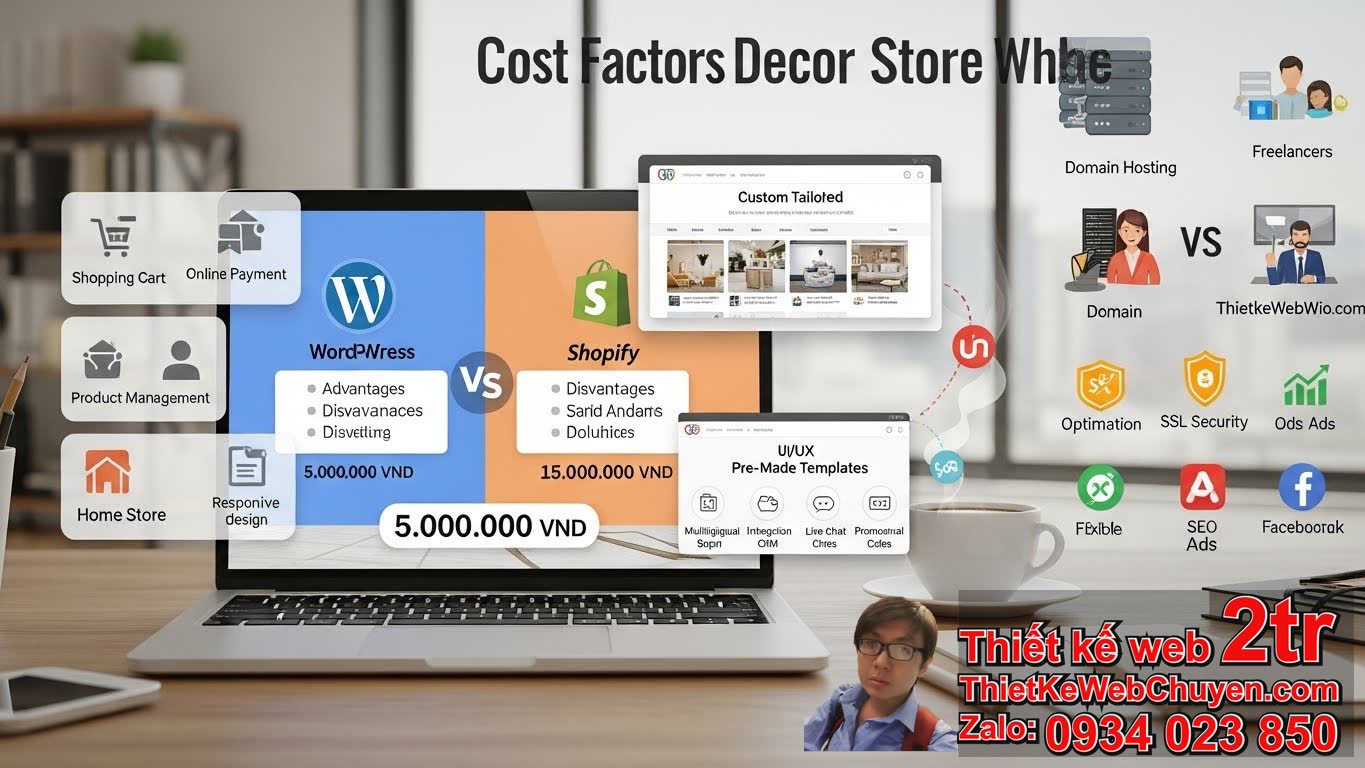 Thiết kế web cửa hàng trang trí decor bao nhiêu tiền: Các yếu tố ảnh hưởng?