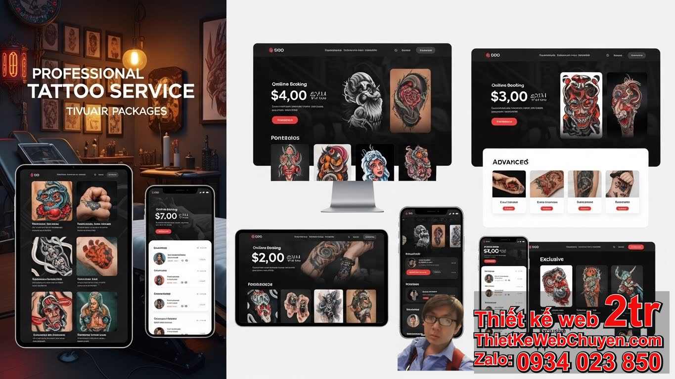 Thiết kế web dịch vụ xăm TATTOO bao nhiêu tiền? Tổng quan về chi phí