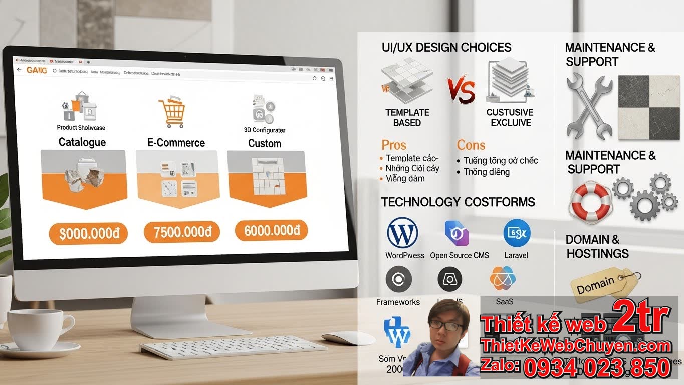 Thiết kế web gạch đá ốp lát bao nhiêu tiền? Những yếu tố nào ảnh hưởng đến giá?