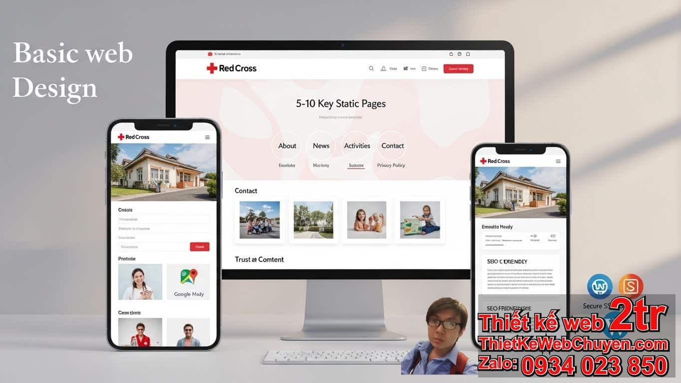 Thiết kế web Hội Chữ thập đỏ bao nhiêu tiền nếu chọn gói cơ bản?