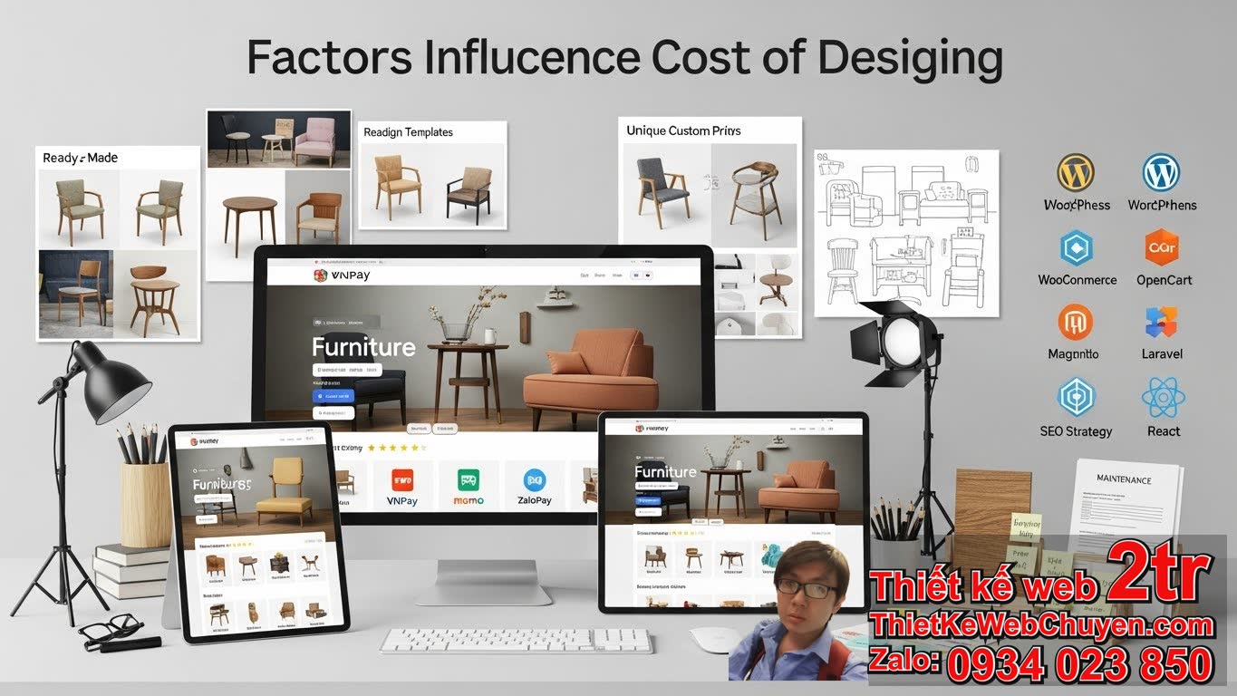 Thiết kế web mua bán bàn ghế bao nhiêu tiền phụ thuộc vào những yếu tố nào?