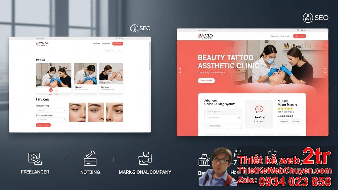 Thiết kế web phun xăm thẩm mỹ bao nhiêu tiền và các yếu tố ảnh hưởng?