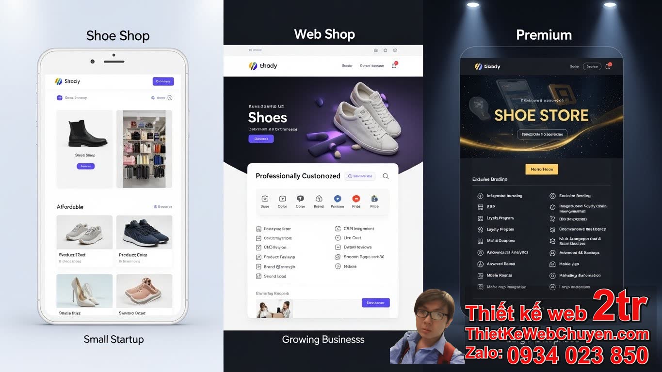 Thiết kế web shop bán giày dép bao nhiêu tiền – Bảng giá chi tiết theo từng loại
hình?