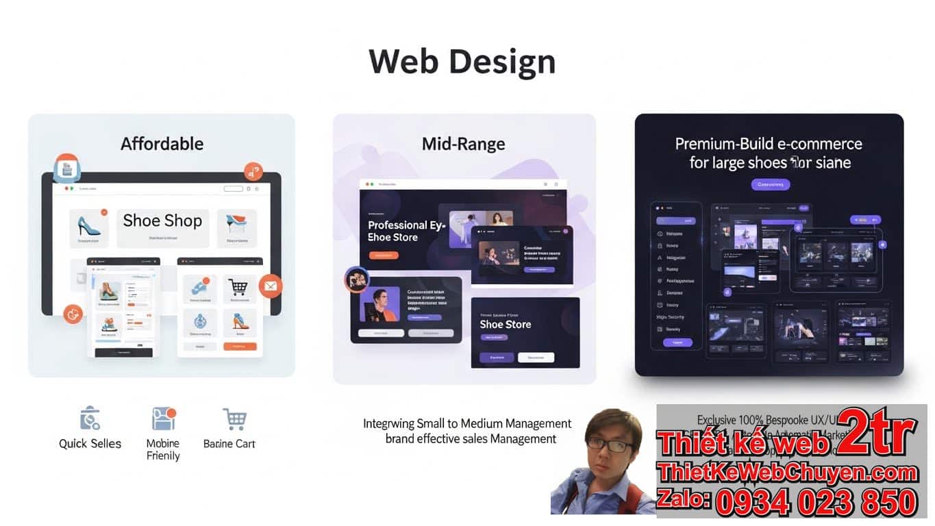 ❓ Thiết kế web shop bán giày dép bao nhiêu tiền với các gói dịch vụ phổ biến?