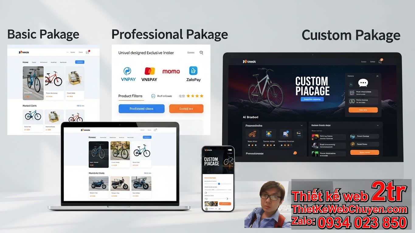 Thiết kế web shop bán xe đạp bao nhiêu tiền: Tổng quan chi phí