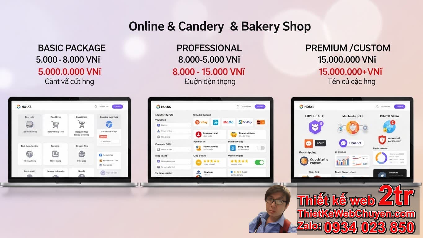 Thiết kế web shop bánh kẹo bao nhiêu tiền: Bảng giá ước tính theo các gói dịch
vụ?