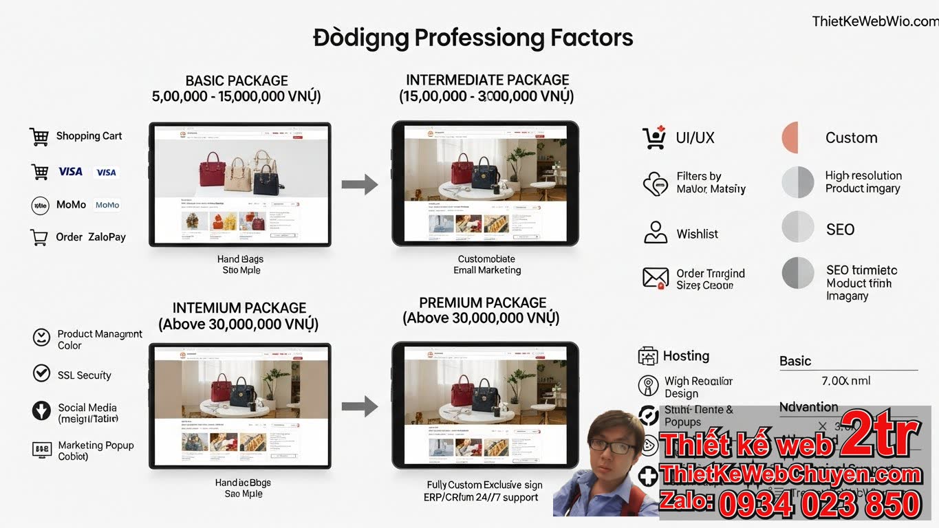 Thiết kế web shop túi xách bao nhiêu tiền? Bảng giá chi tiết và các yếu tố ảnh
hưởng