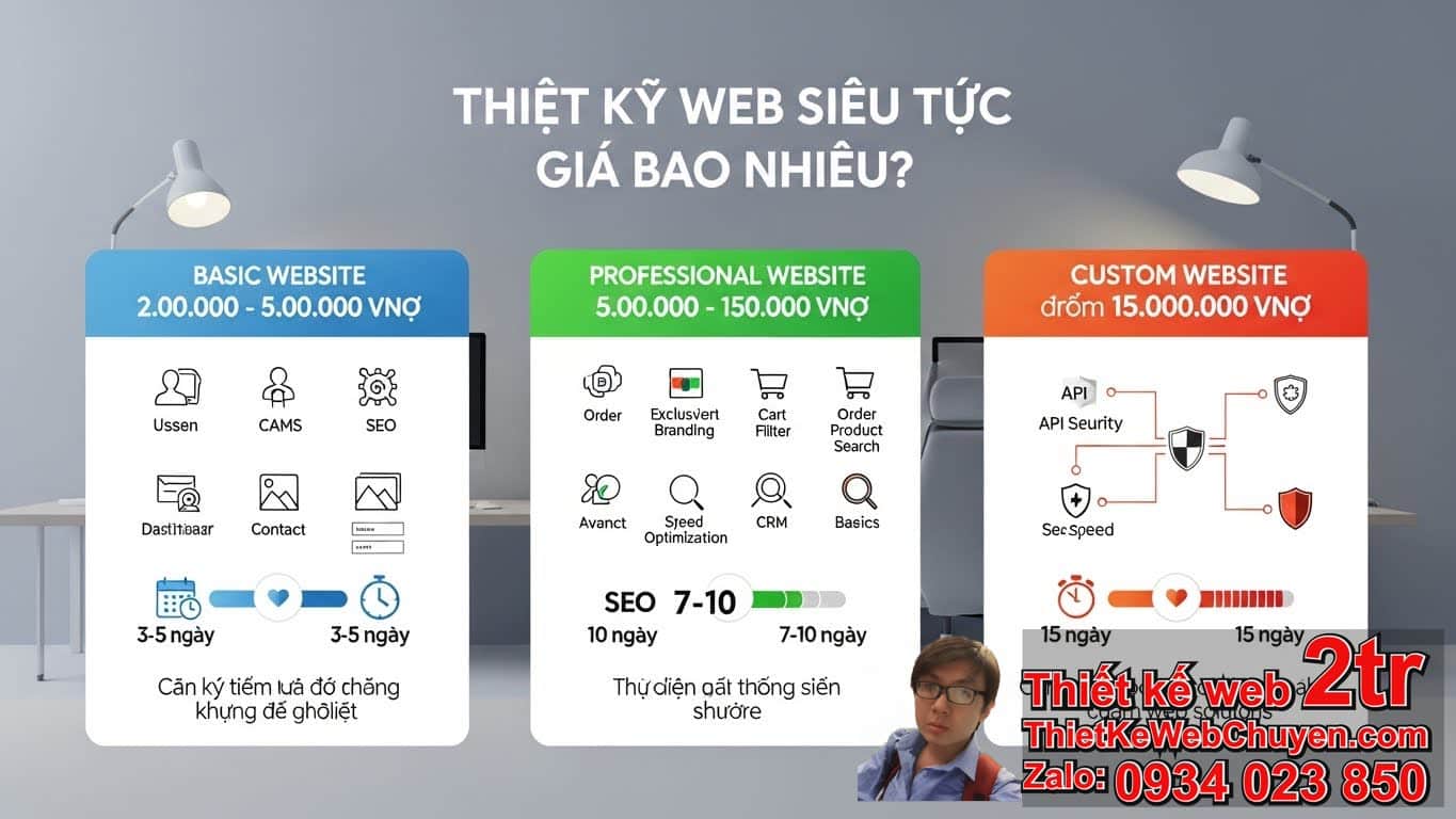 Thiết kế web siêu tốc giá bao nhiêu tiền? Bảng giá chi tiết dịch vụ