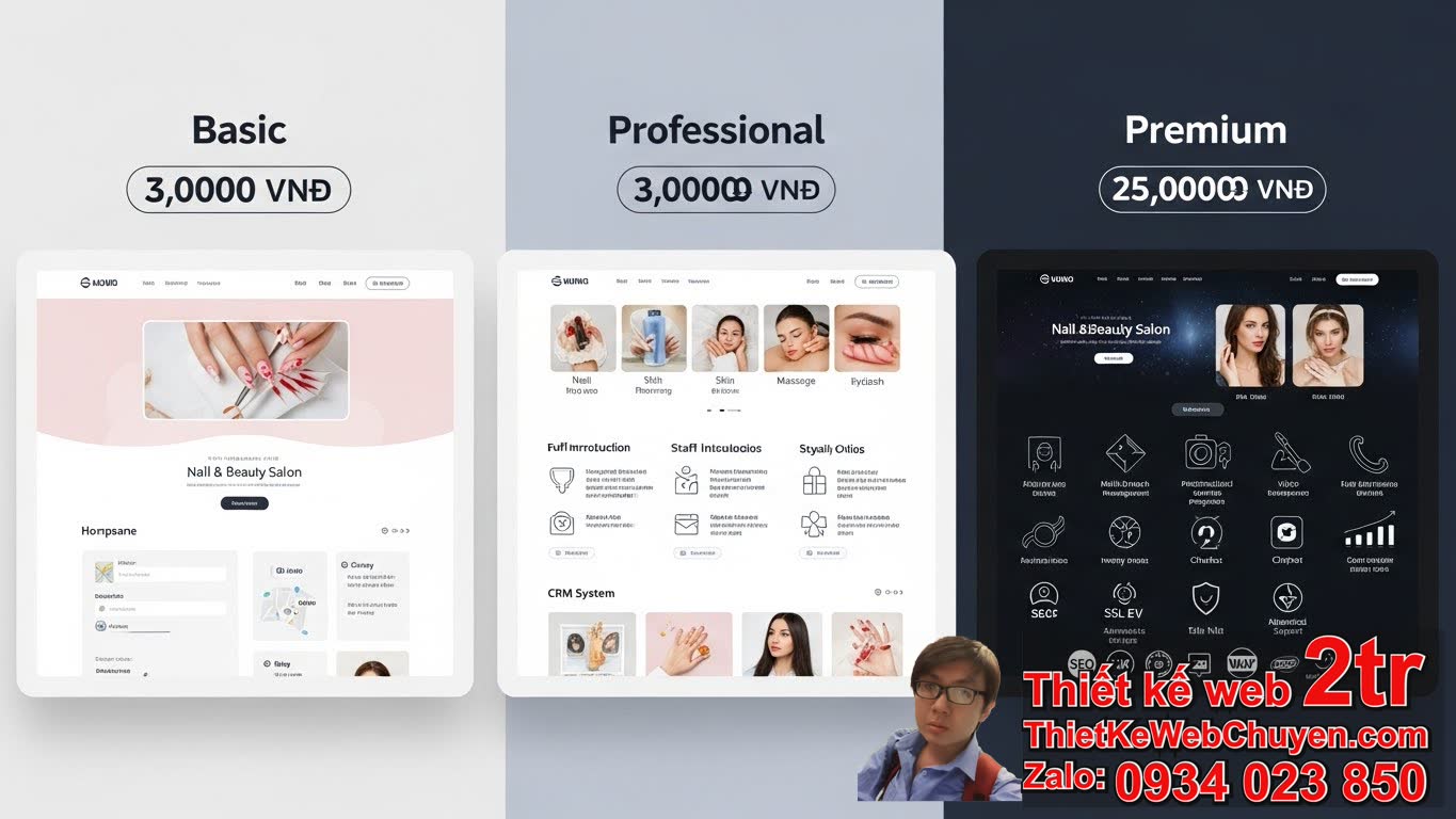 Thiết kế web thẩm mỹ viện nail bao nhiêu tiền: Bảng giá chi tiết theo gói dịch
vụ