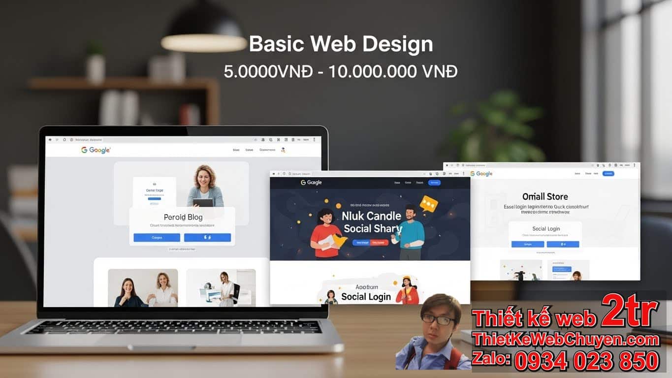 Thiết kế web tích hợp đăng nhập Google/Facebook bao nhiêu tiền đối với các gói
cơ bản?