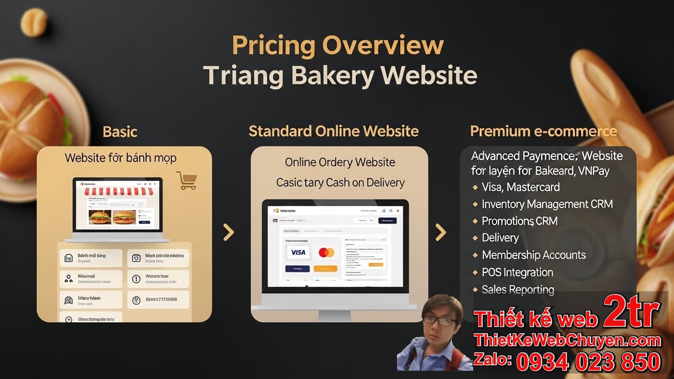 Thiết kế web tiệm bán bánh mì bao nhiêu tiền? Bảng giá tổng quan