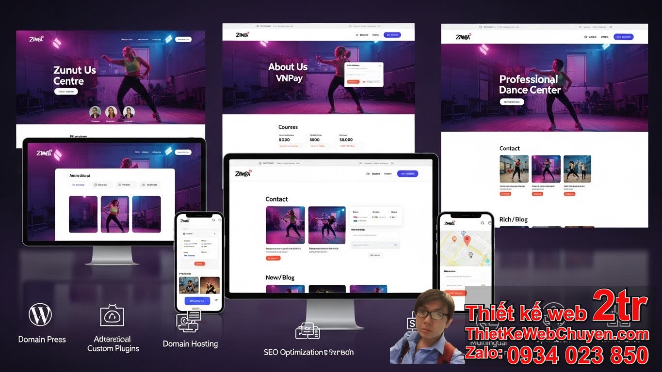 Thiết kế web Trung tâm dạy khiêu vũ Zumba bao nhiêu tiền: Các yếu tố ảnh hưởng
đến chi phí?