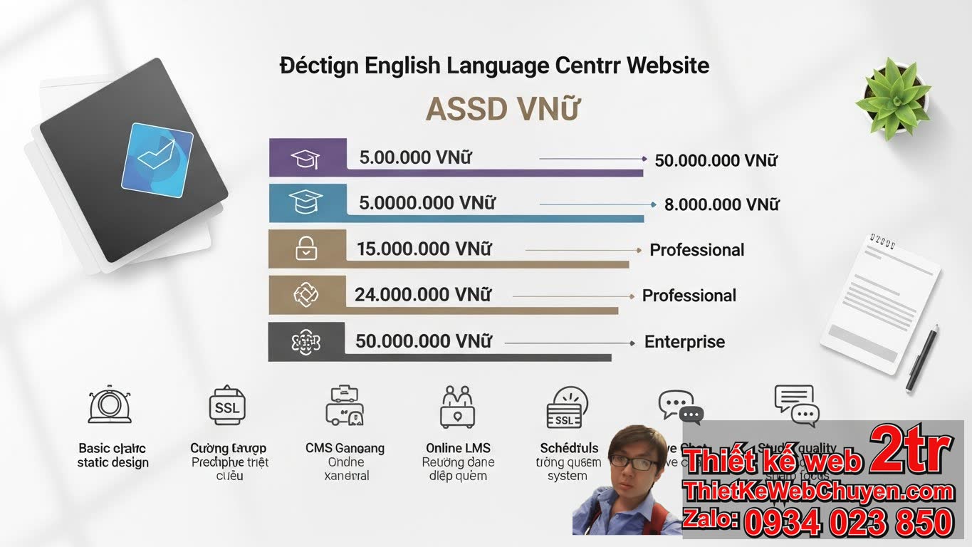 Thiết kế web trung tâm tiếng Anh bao nhiêu tiền?