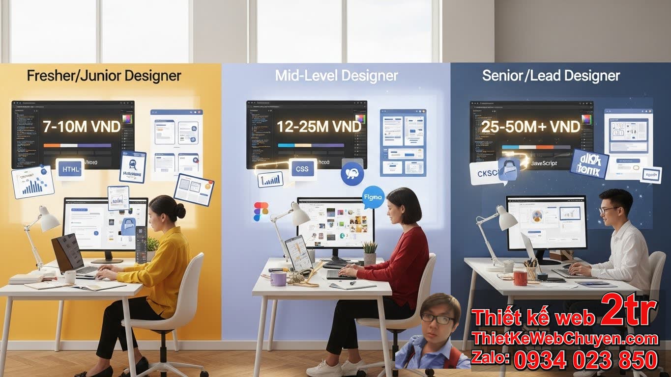 Thiết kế web việc làm tuyển dụng bao nhiêu tiền: Mức lương trung bình theo kinh
nghiệm?