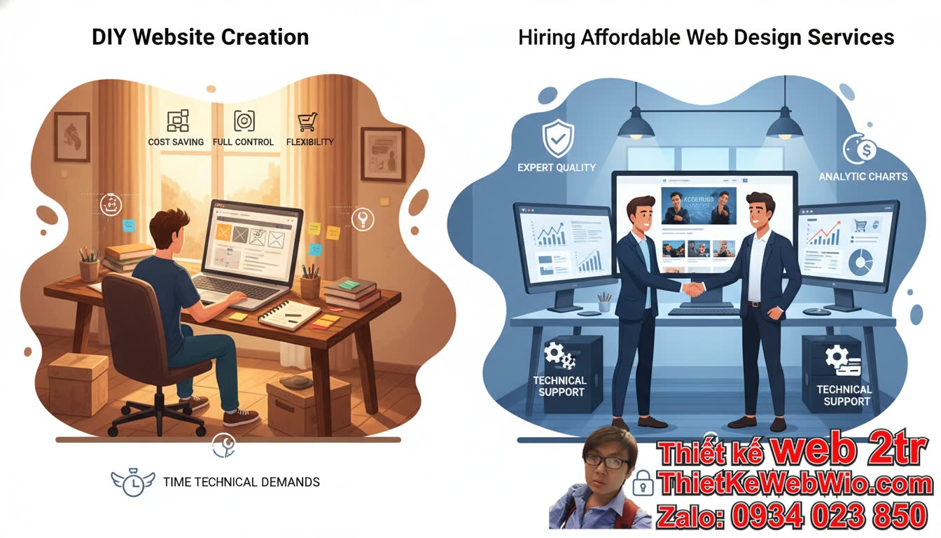 Tự làm web hay thuê dịch vụ thiết kế web giá rẻ: Đâu là ưu nhược điểm của mỗi
lựa chọn?