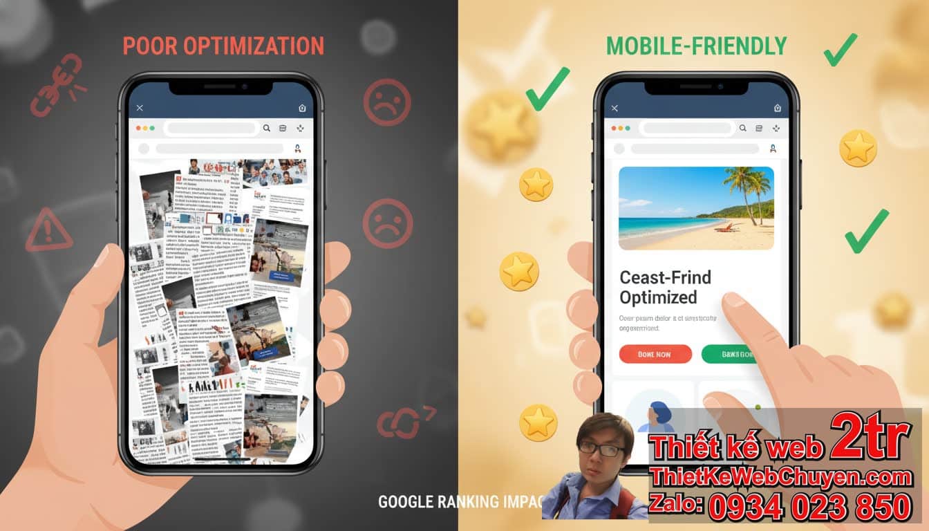 Website không thân thiện mobile có lên Google không và ảnh hưởng đến thứ hạng?