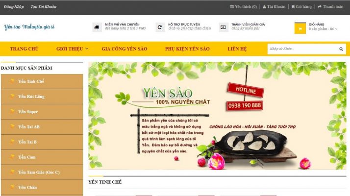 Thiết kế website yến sào